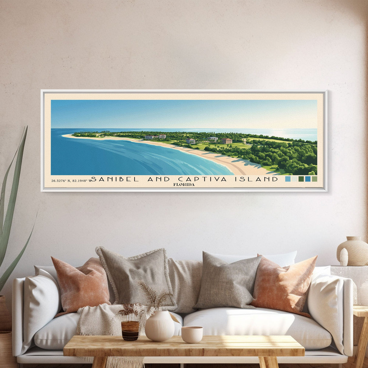 Sanibel and Captiva Island, Florida Panoramic Print, Vacation Gift, Florida Wall Art, Vacation Wall Art, Vacatation Memories, Beach Decor, Beach Or Lakehouse Art