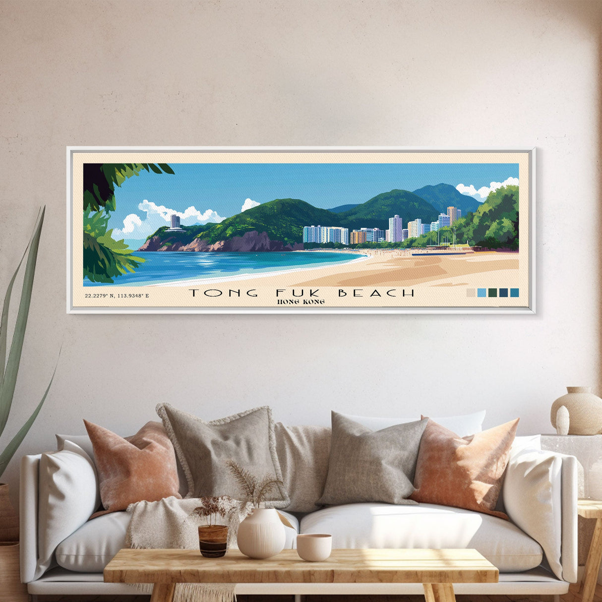 Tong Fuk Beach, Hong Kong Panoramic Print, Vacation Gift, Hong Kong Wall Art, Vacation Wall Art, Vacatation Memories, Beach Decor, Beach Or Lakehouse Art