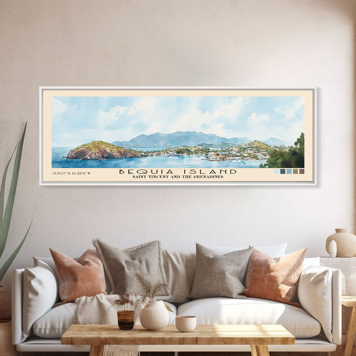Bequia Island, Saint Vincent and the Grenadines Watercolor Beach Print, Vacation Gift, Saint Vincent and the Grenadines Wall Art, Beach Painting, Beach Decor, Beach Painting