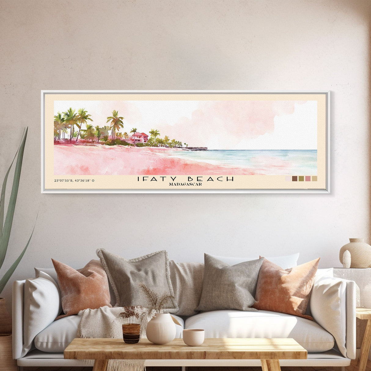 Ifaty Beach, Madagascar Watercolor Print, Vacation Gift, Madagascar Wall Art, Beach Painting, Beach Decor, Large Wall Art, Wood Frame Art