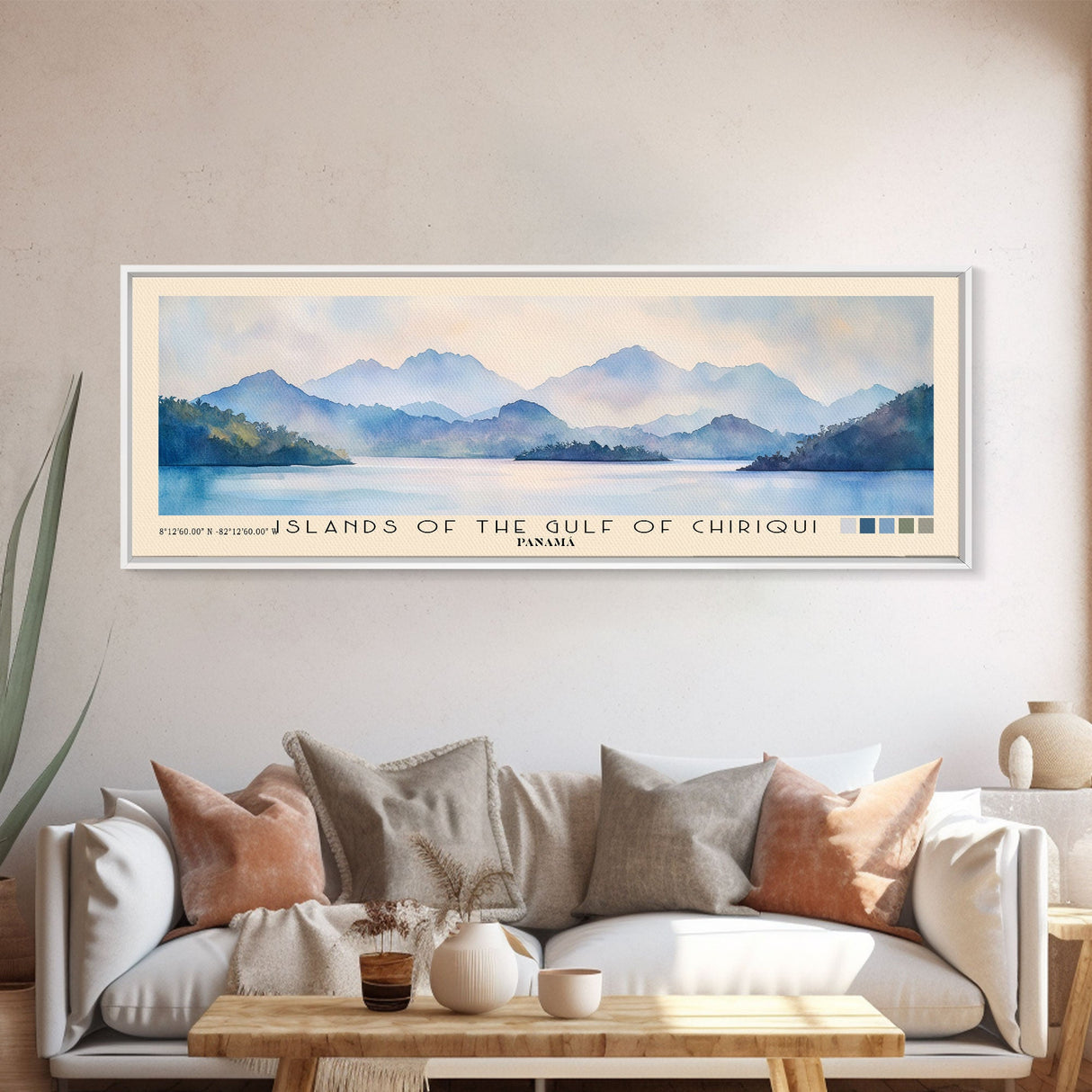 Islands of the Gulf of Chiriqui, Panamá Watercolor Beach Print, Vacation Gift, Panamá Wall Art, Beach Painting, Beach Decor, Beach Painting