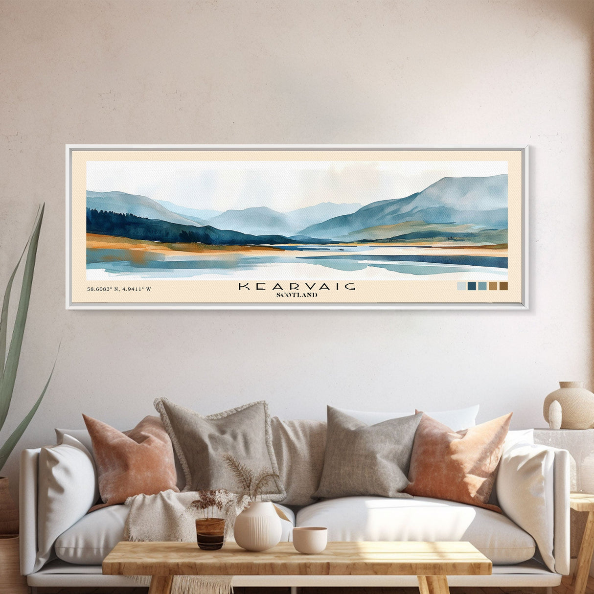 Kearvaig, Scotland Watercolor Print, Vacation Gift, Scotland Wall Art, Beach Painting, Beach Decor, Large Wall Art, Wood Frame Art