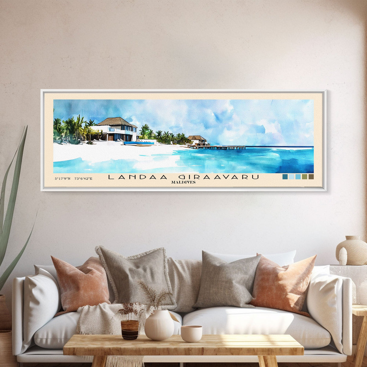 Landaa Giraavaru, Maldives Watercolor Beach Print, Vacation Gift, Maldives Wall Art, Beach Painting, Beach Decor, Beach Painting