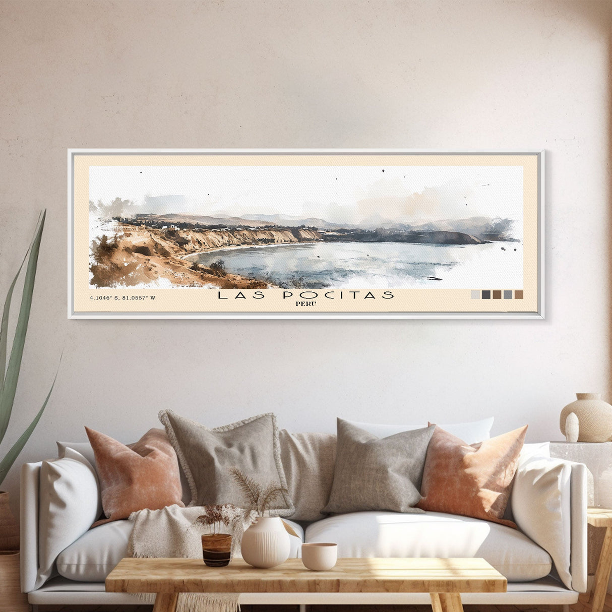 Las Pocitas, Peru Watercolor Beach Print, Vacation Gift, Peru Wall Art, Beach Painting, Beach Decor, Beach Painting