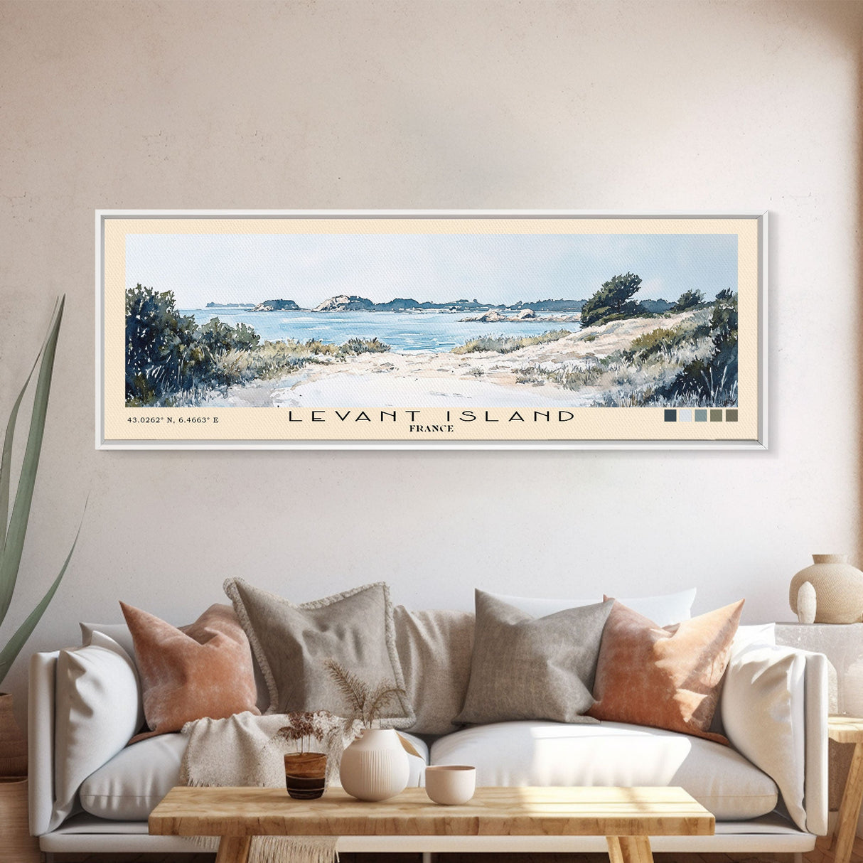 Levant Island, France Watercolor Beach Print, Vacation Gift, France Wall Art, Beach Painting, Beach Decor, Beach Painting