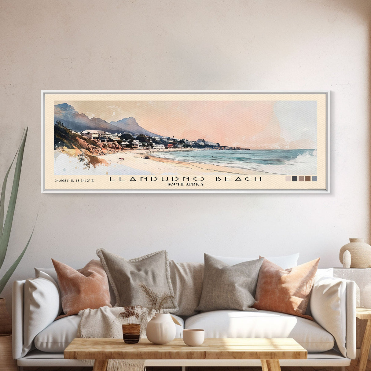 Llandudno Beach, South Africa Watercolor Print, Vacation Gift, South Africa Wall Art, Beach Painting, Beach Decor, Large Wall Art, Wood Frame Art