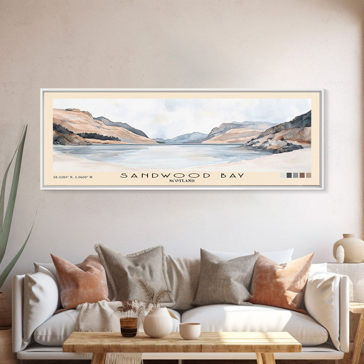 Sandwood Bay, Scotland Watercolor Print, Vacation Gift, Scotland Wall Art, Beach Painting, Beach Decor, Large Wall Art, Wood Frame Art