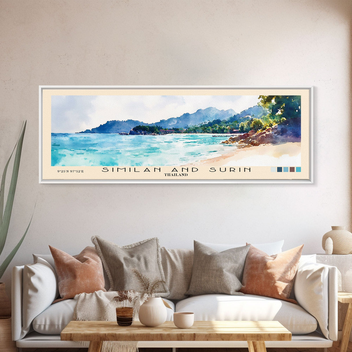 Similan and Surin, Thailand Watercolor Beach Print, Vacation Gift, Thailand Wall Art, Beach Painting, Beach Decor, Beach Painting