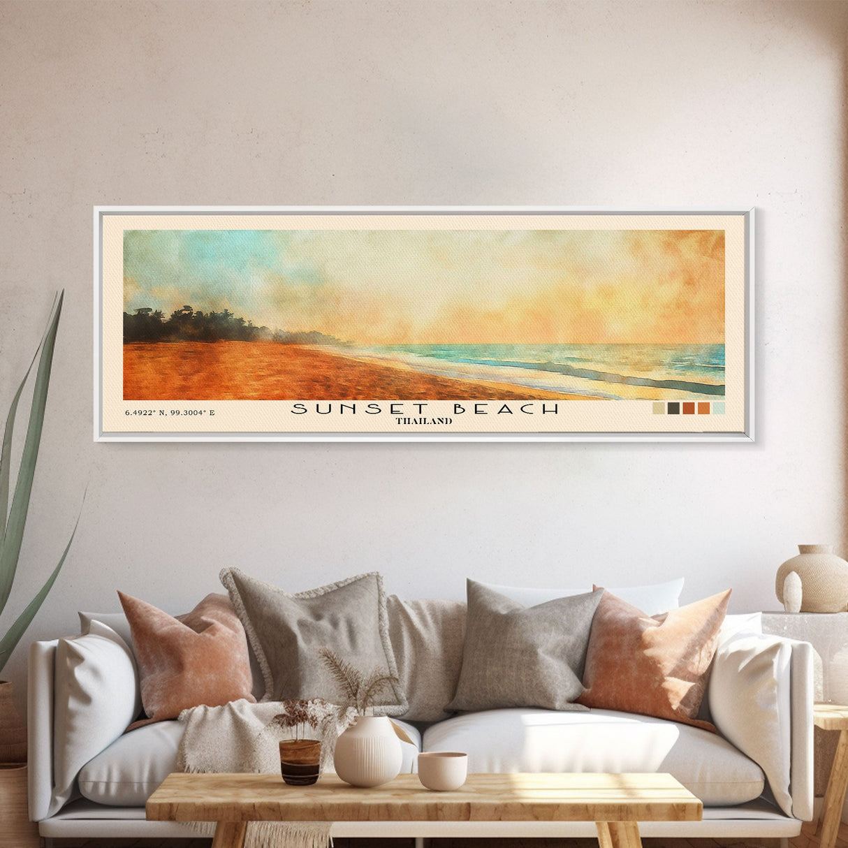 Sunset Beach, Thailand Watercolor Beach Print, Vacation Gift, Thailand Wall Art, Beach Painting, Beach Decor, Beach Painting