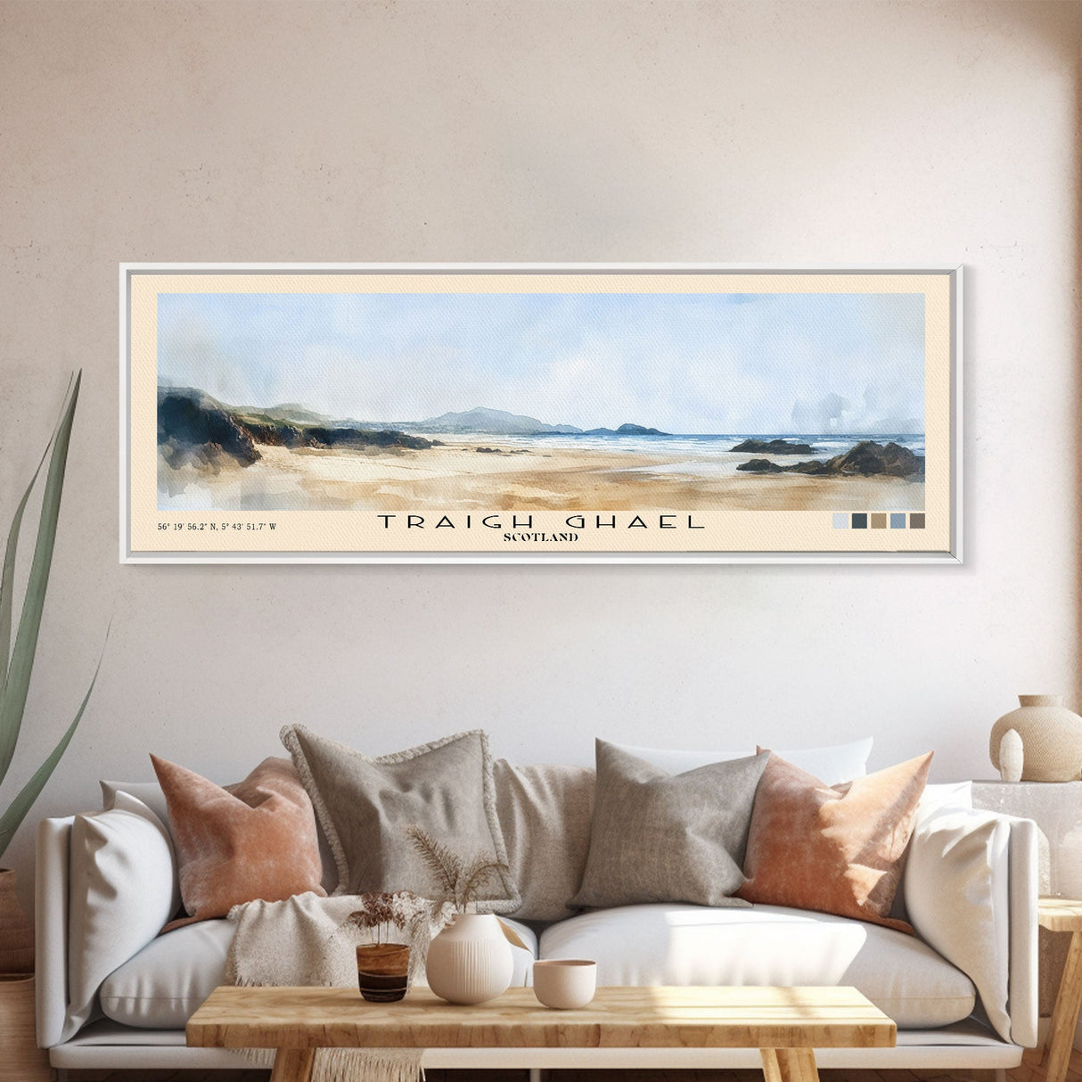 Traigh Ghael, Scotland Watercolor Print, Vacation Gift, Scotland Wall Art, Beach Painting, Beach Decor, Large Wall Art, Wood Frame Art