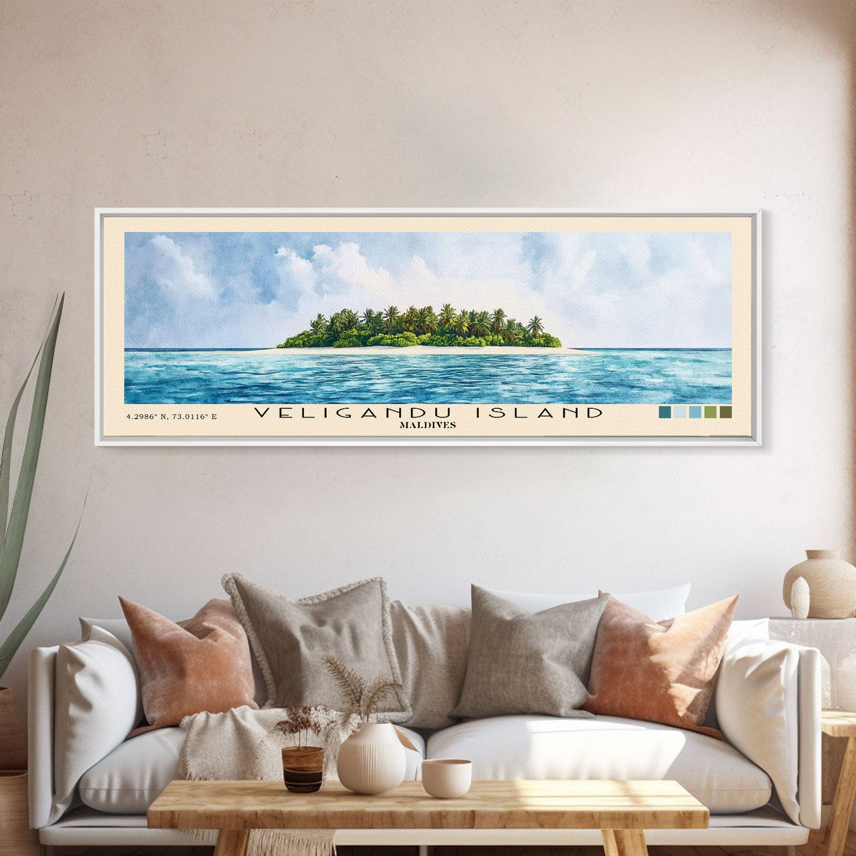 Veligandu Island, Maldives Watercolor Beach Print, Vacation Gift, Maldives Wall Art, Beach Painting, Beach Decor, Beach Painting