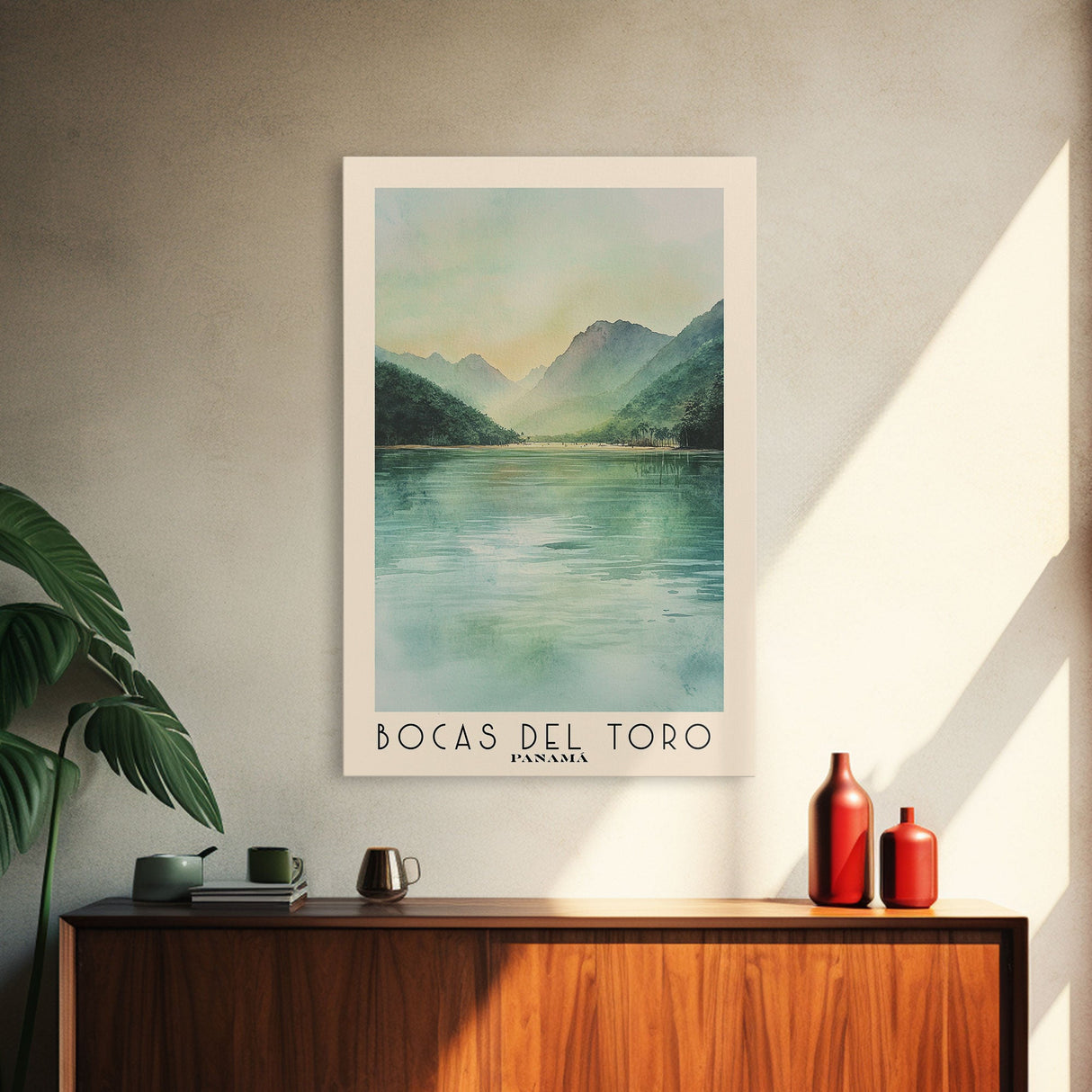 Bocas del Toro , Panamá Watercolor Beach Print, Vacation Gift, Panamá Wall Art, Framed Canvas Print, Framed Beach Painting