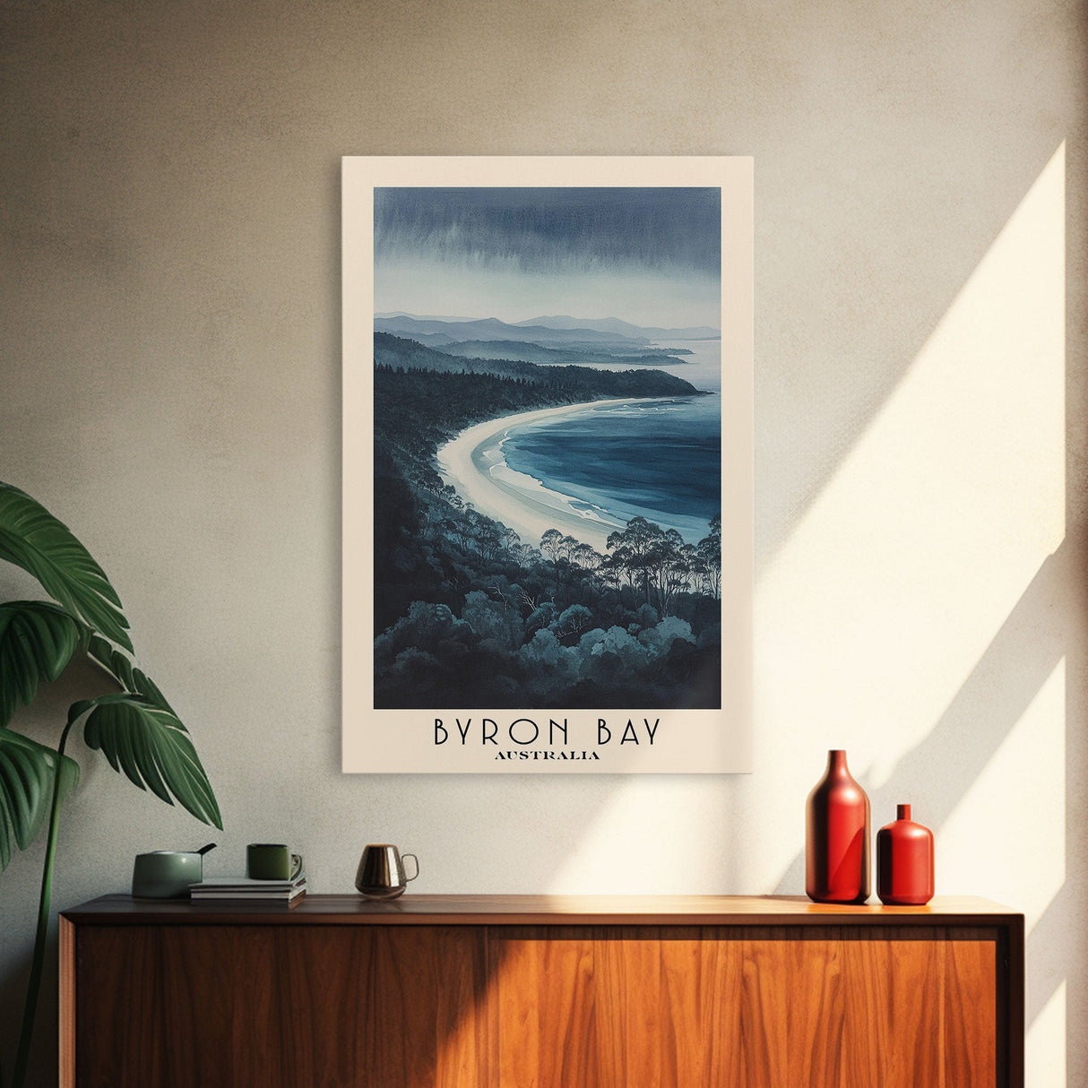Byron Bay, Australia Watercolor Beach Print, Vacation Gift, Australia Wall Art, Beach Painting, Beach Decor, Beach Painting