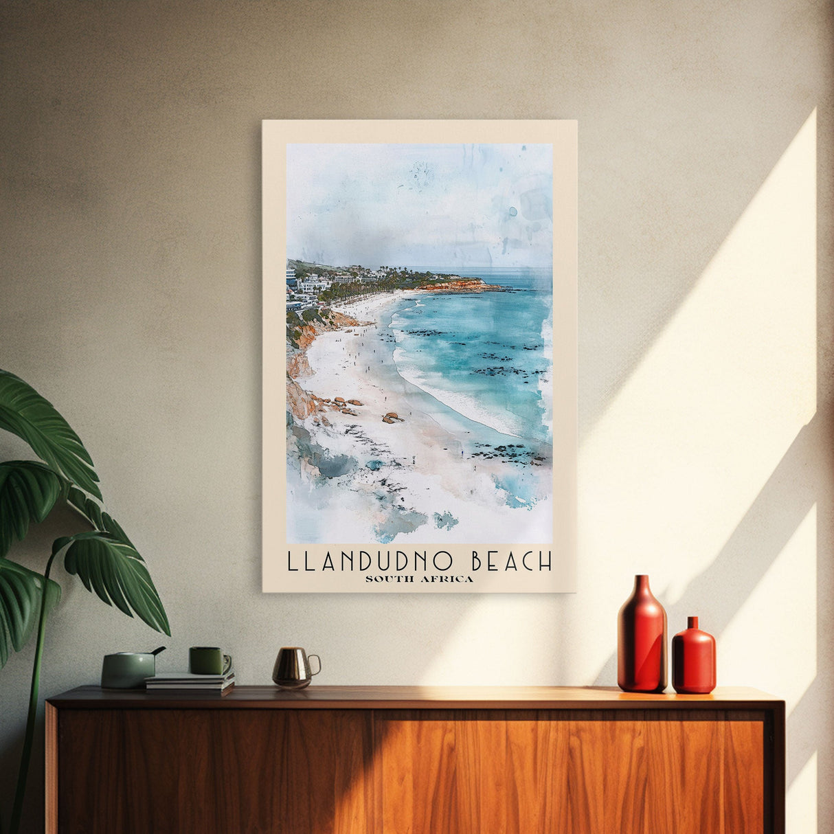 Llandudno Beach, South Africa Watercolor Print, Vacation Gift, South Africa Wall Art, Beach Painting, Beach Decor, Large Wall Art, Wood Frame Art
