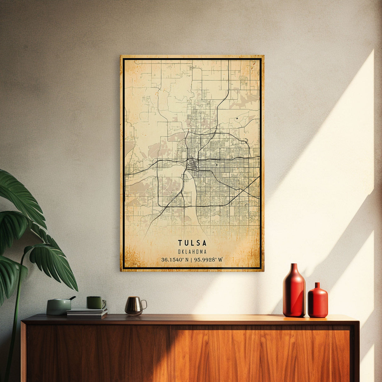 Tulsa Map Art - Oklahoma - Custom Tulsa City Streets Map Print - University of Tulsa - Home Office Decor Tulsa Map Decor Oklahoma Wall Art