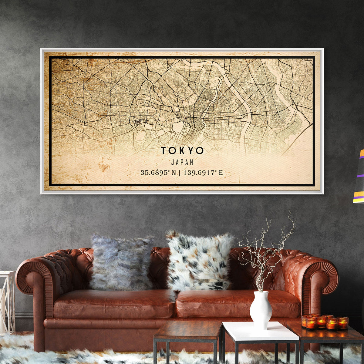 Tokyo Japan map print poster or framed canvas, Tokyo map print poster canvas, Tokyo Japan city map print poster canvas, Vintage Travel Art