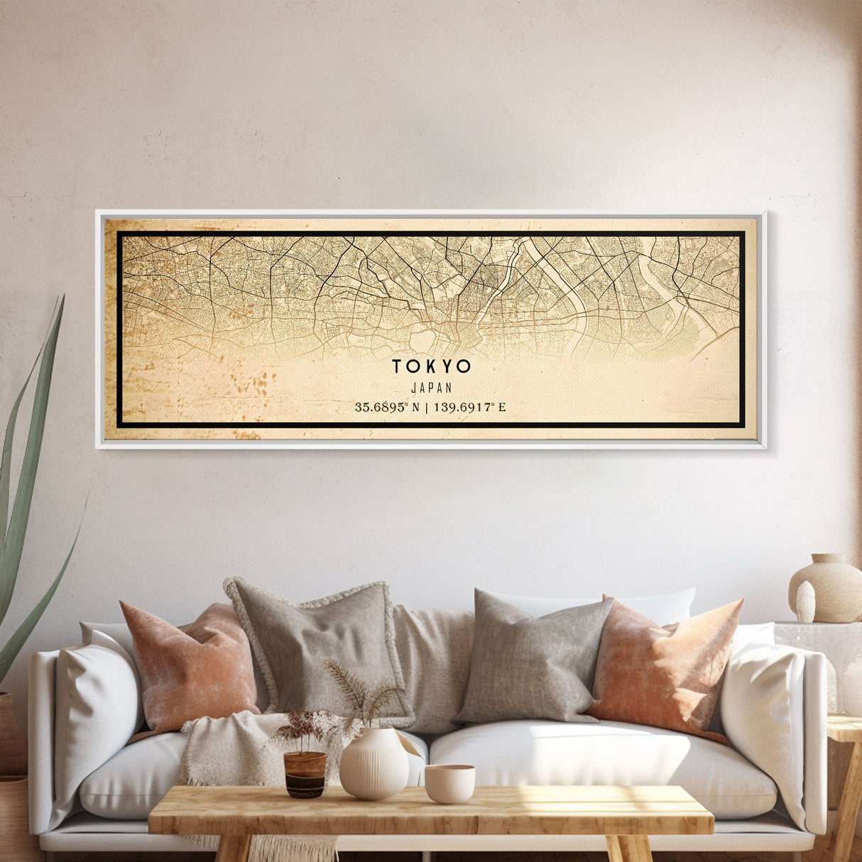 Tokyo Japan Panoramic map print poster or framed canvas, Tokyo map print poster canvas, Japan city map print canvas, Vintage Travel Art