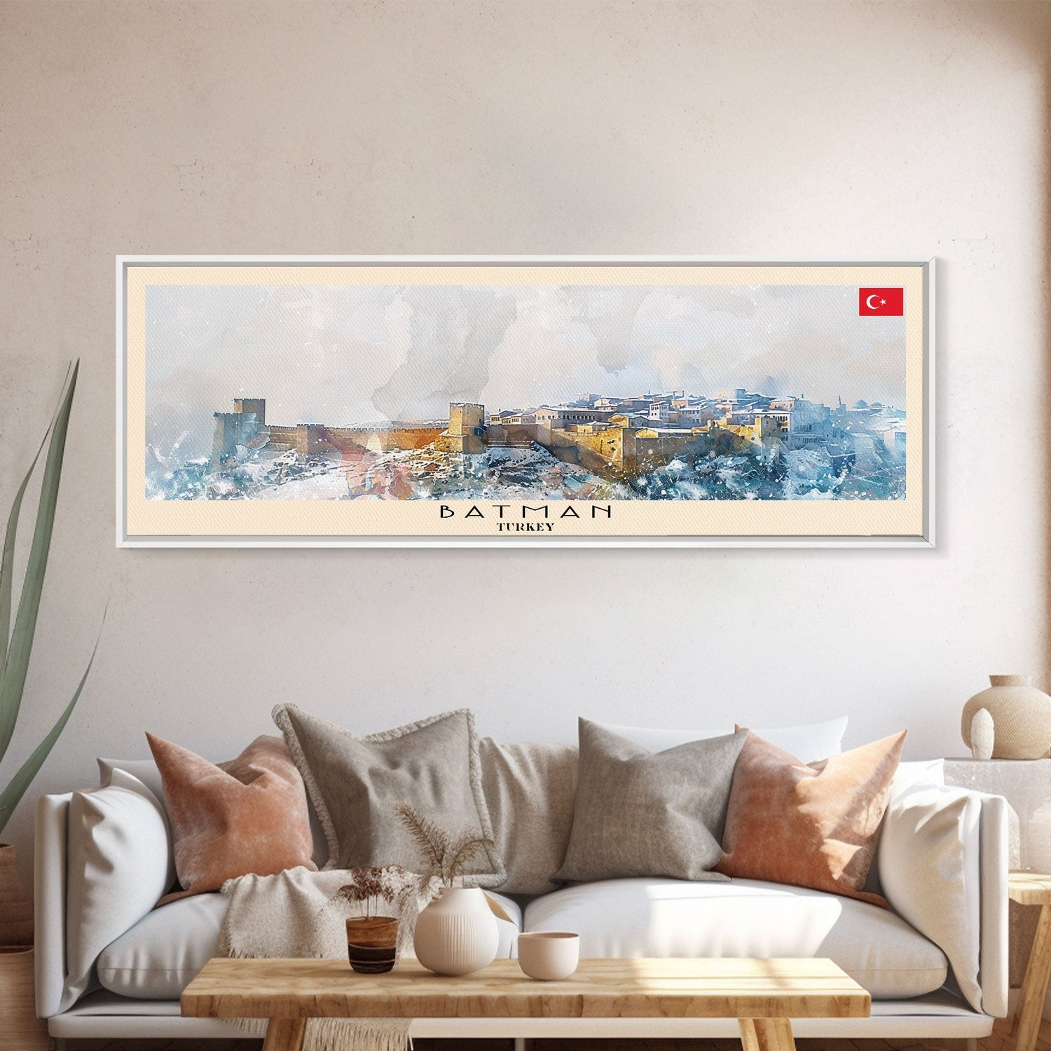 Batman TurkeyPanoramic Travel Poster, Framed Canvas Print or Metal Wall Art, Travel Art, Home Decor, Panoramic Painting, Midcentury Art