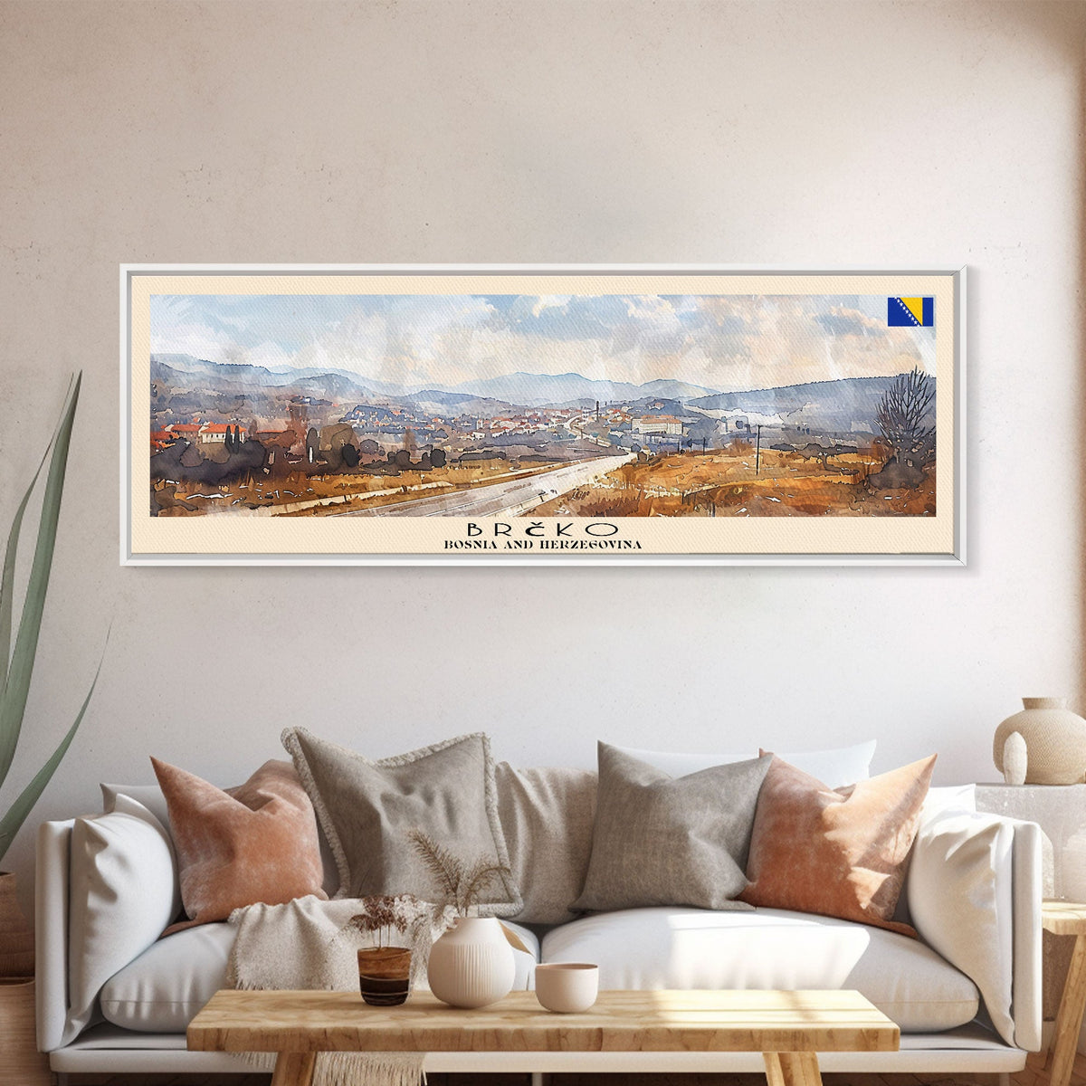 Brčko Bosnia Wall Art, Panoramic Travel Poster, Panoramic Framed Canvas Print, City Wall Art, Wall Hanging Home Decor, Travel Art