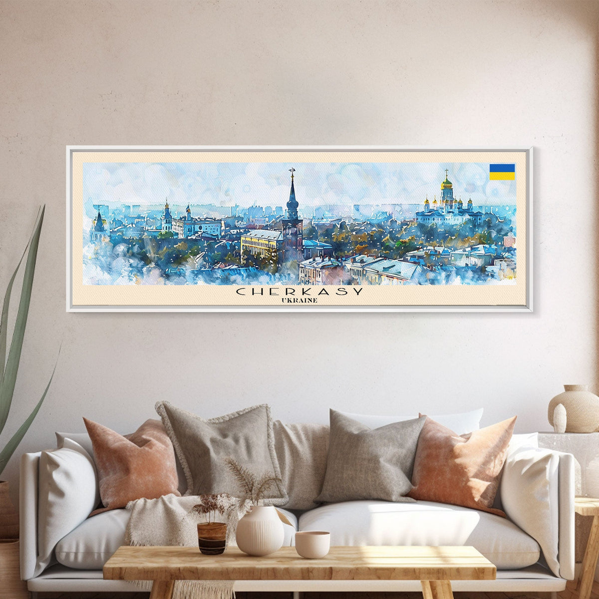 Cherkasy Ukraine Travel Art, City Art, Framed Canvas Print or Metal Wall Art, Europe Travel Poster, Panoramic Wall Art, Extra Wide Wall Art