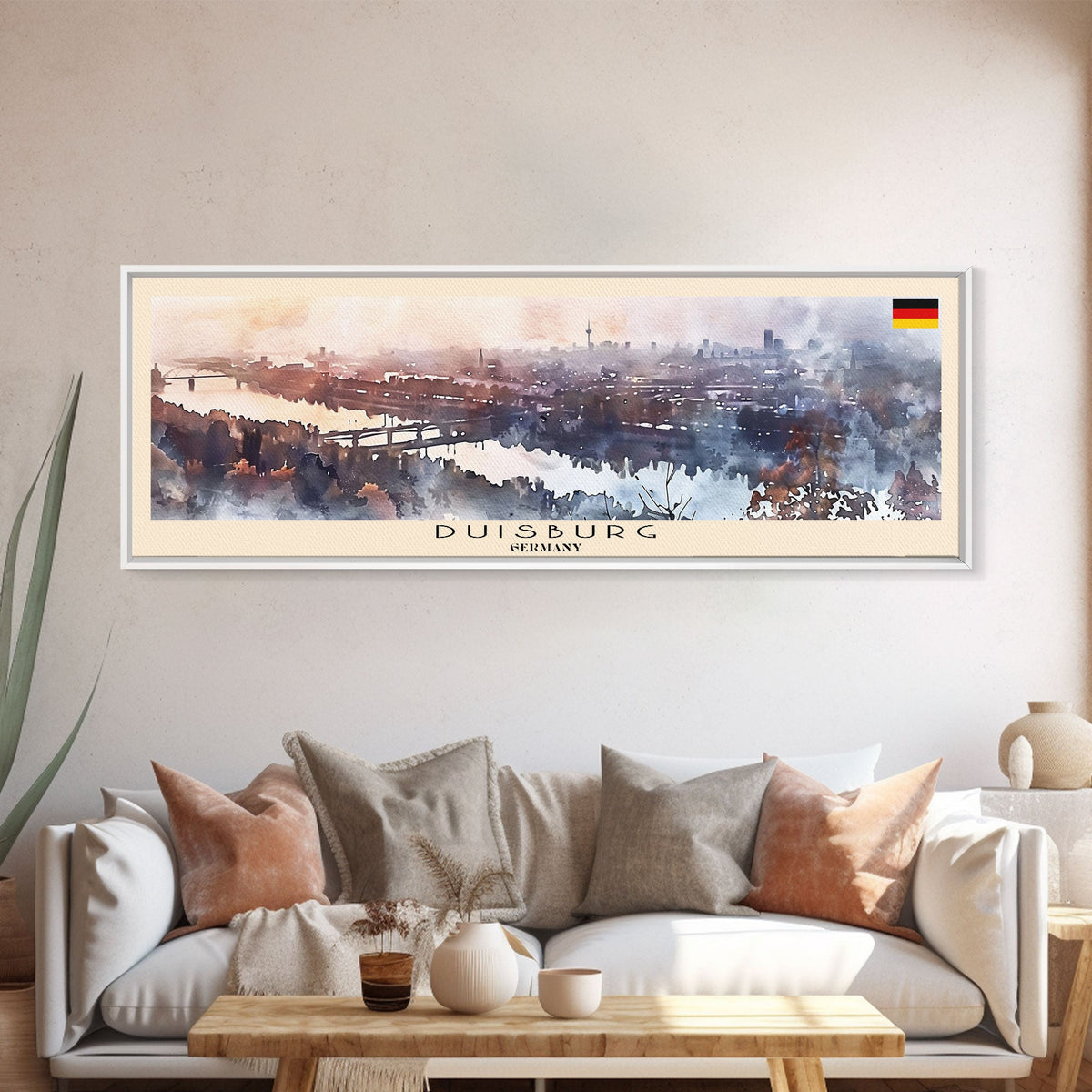 Duisburg Germany Wall Art, Panoramic Travel Poster, Panoramic Framed Canvas Print, City Wall Art, Wall Hanging Home Decor, Travel Art
