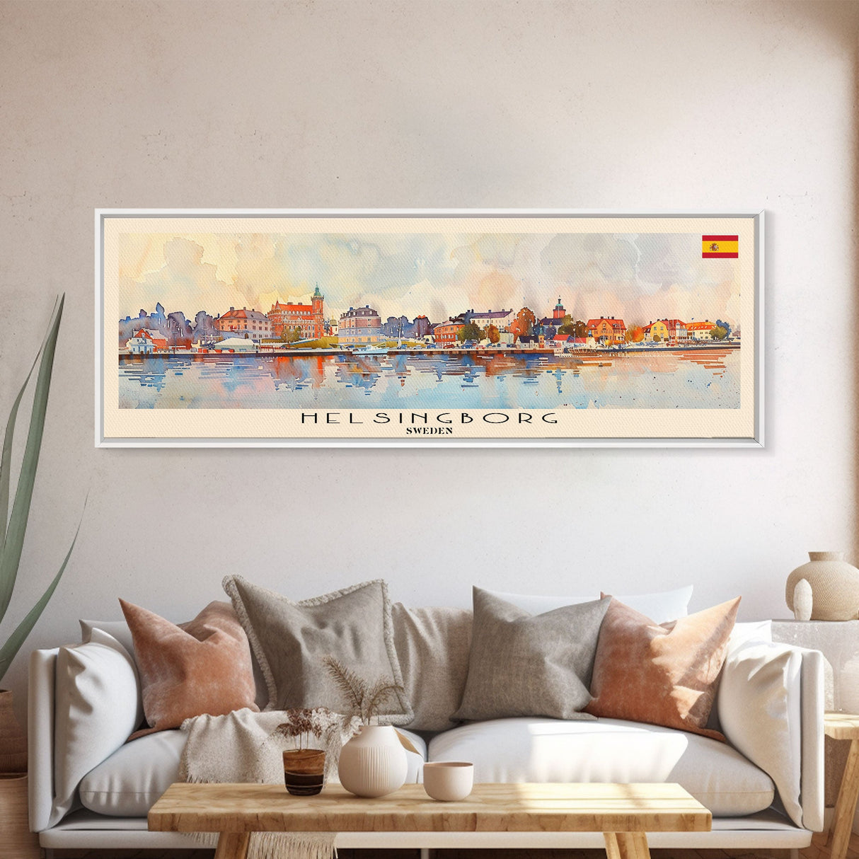 Helsingborg Sweden Travel Print Wall Art, Panoramic City Art, Travel Art, Wall Decor, Vacation Gift, Framed Canvas Print Or Metal Art