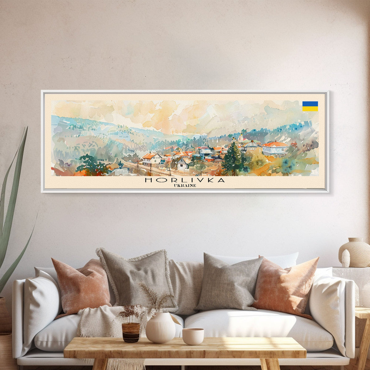 Horlivka Ukraine Wall Art, Panoramic Travel Poster, Panoramic Framed Canvas Print, City Wall Art, Wall Hanging Home Decor, Travel Art