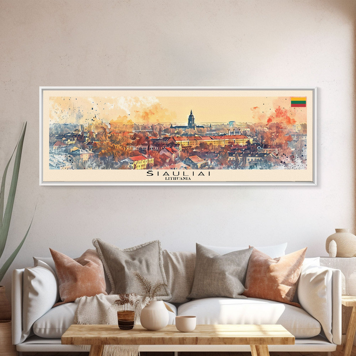 Iauliai Lithuania Travel Print Wall Art, Panoramic City Art, Travel Art, Wall Decor, Vacation Gift, Framed Canvas Print Or Metal Art