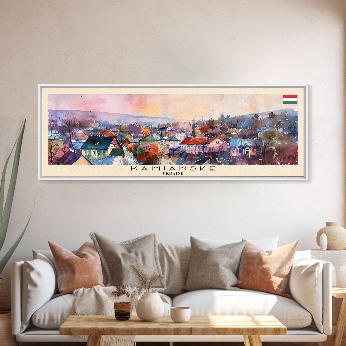 Kamianske Ukraine Wall Art, Panoramic Travel Poster, Panoramic Framed Canvas Print, City Wall Art, Wall Hanging Home Decor, Travel Art