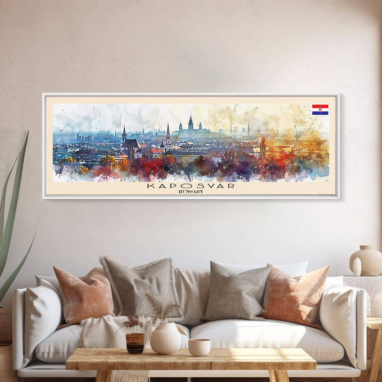 Kaposvar Hungary Travel Print Wall Art, Panoramic City Art, Travel Art, Wall Decor, Vacation Gift, Framed Canvas Print Or Metal Art
