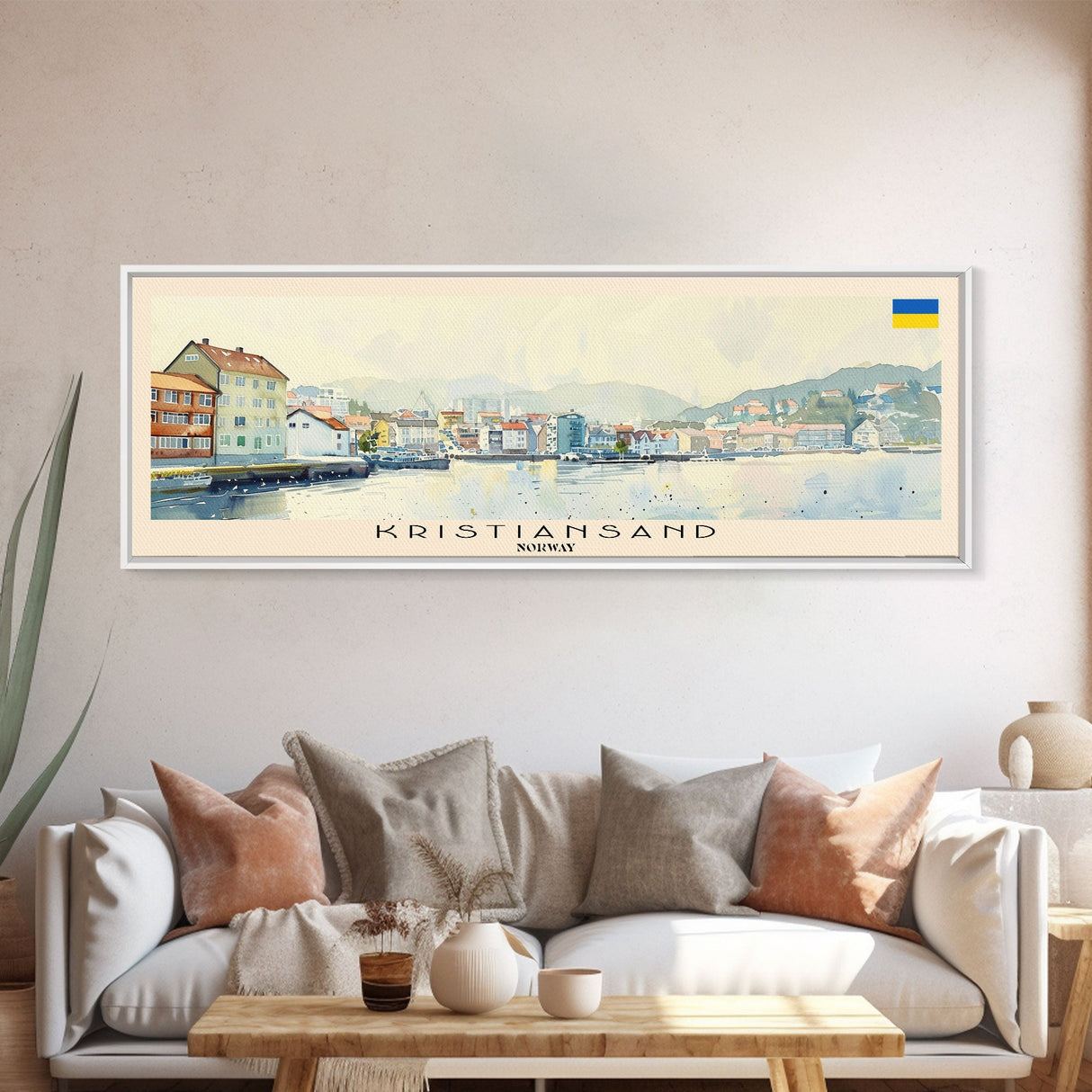 Kristiansand Norway Wall Art, Panoramic Travel Poster, Panoramic Framed Canvas Print, City Wall Art, Wall Hanging Home Decor, Travel Art