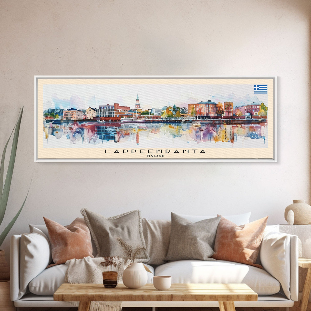 Lappeenranta Finland Panoramic Travel Poster, Framed Canvas Print or Metal Wall Art, Travel Art, Home Decor, Panoramic Painting, Midcentury Art