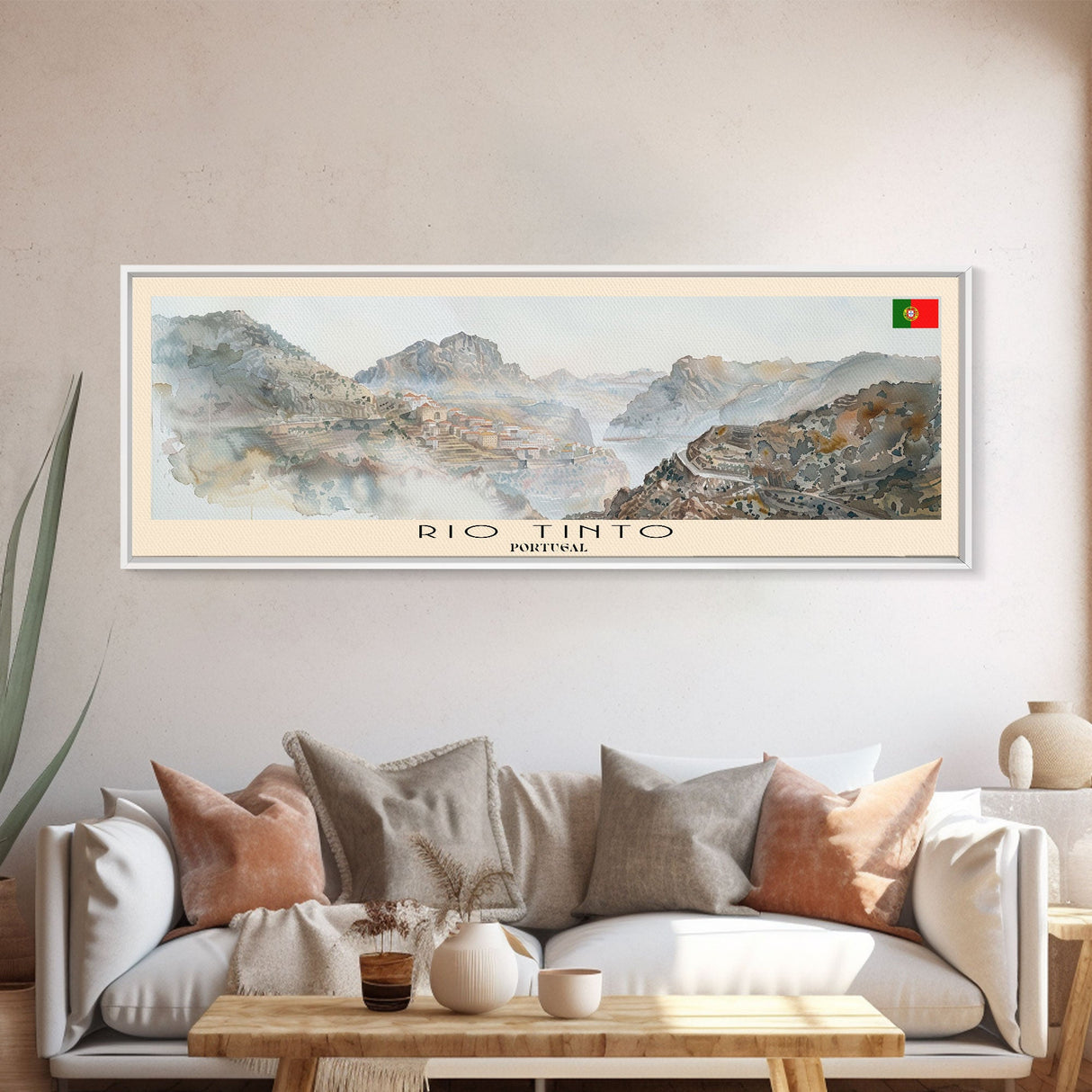 Rio Tinto Panoramic Travel Poster, Framed Canvas Print or Metal Wall Art, Travel Art, Home Decor, Panoramic Painting, Midcentury Art