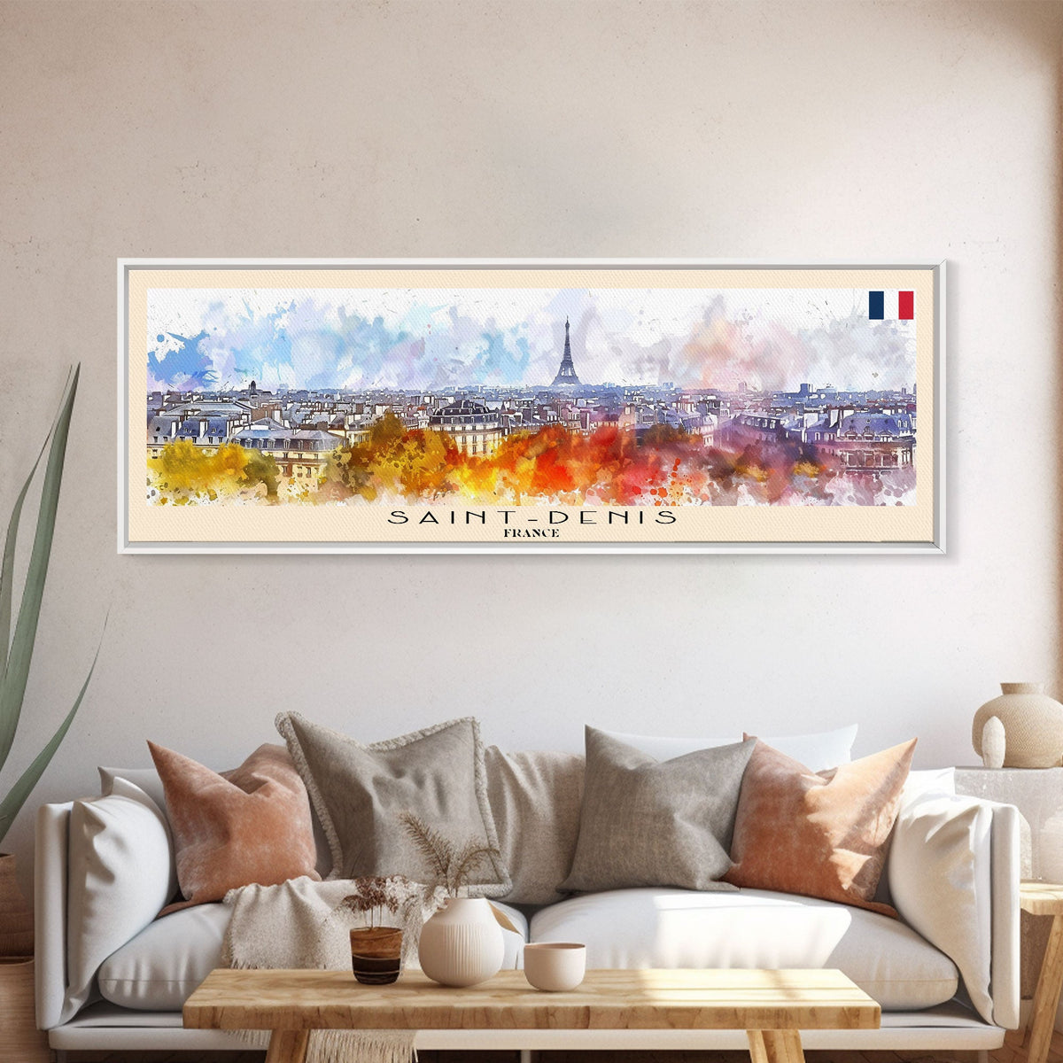 Saint Denis France Travel Art, City Art, Framed Canvas Print or Metal Wall Art, Europe Travel Poster, Panoramic Wall Art, Extra Wide Wall Art