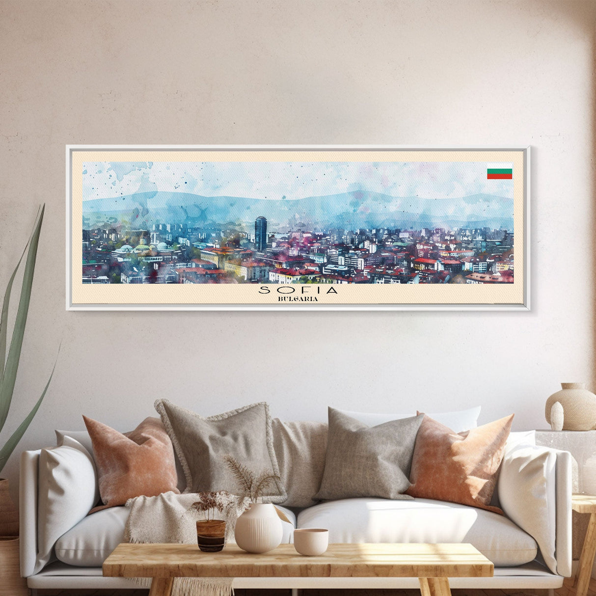 Sofia Bulgaria Wall Art, Panoramic Travel Poster, Panoramic Framed Canvas Print, City Wall Art, Wall Hanging Home Decor, Travel Art