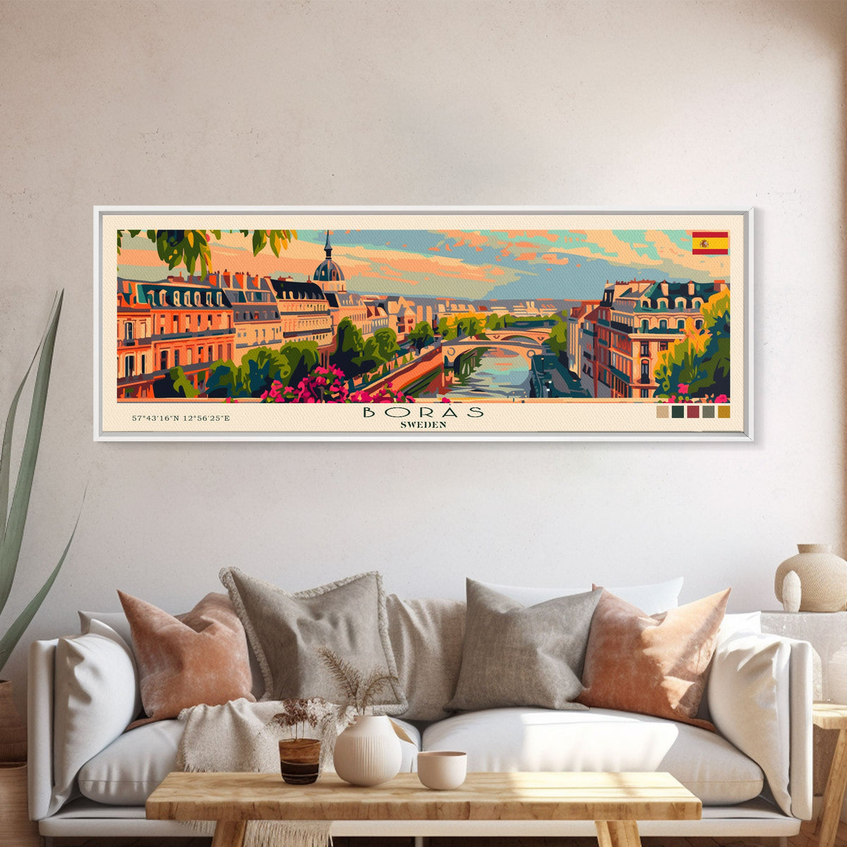 Borås Sweden Travel Art, City Art, Framed Canvas Print or Metal Wall Art, Europe Travel Poster, Panoramic Wall Art, Extra Wide Wall Art