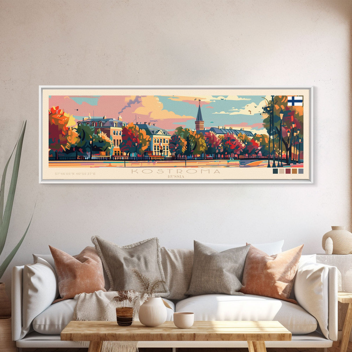 Kostroma Russia Wall Art, Panoramic Travel Poster, Panoramic Framed Canvas Print, City Wall Art, Wall Hanging Home Decor, Travel Art