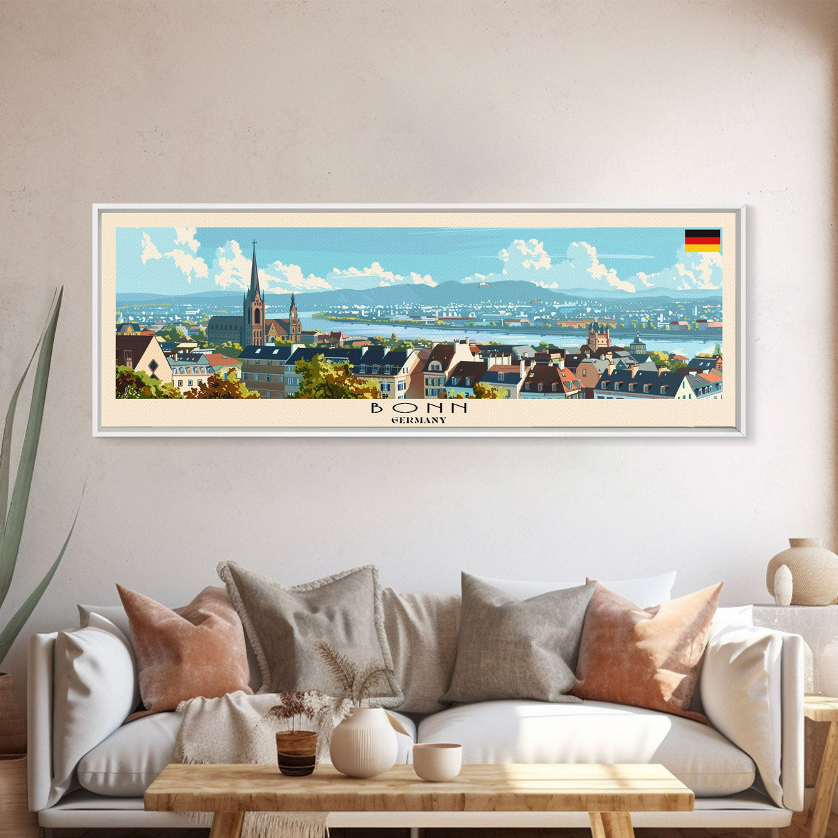 Bonn Germany Travel Print Wall Art, Panoramic City Art, Travel Art, Wall Decor, Vacation Gift, Framed Canvas Print Or Metal Art