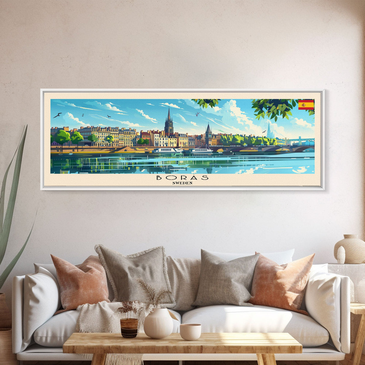 Borås Sweden Travel Art, City Art, Framed Canvas Print or Metal Wall Art, Europe Travel Poster, Panoramic Wall Art, Extra Wide Wall Art