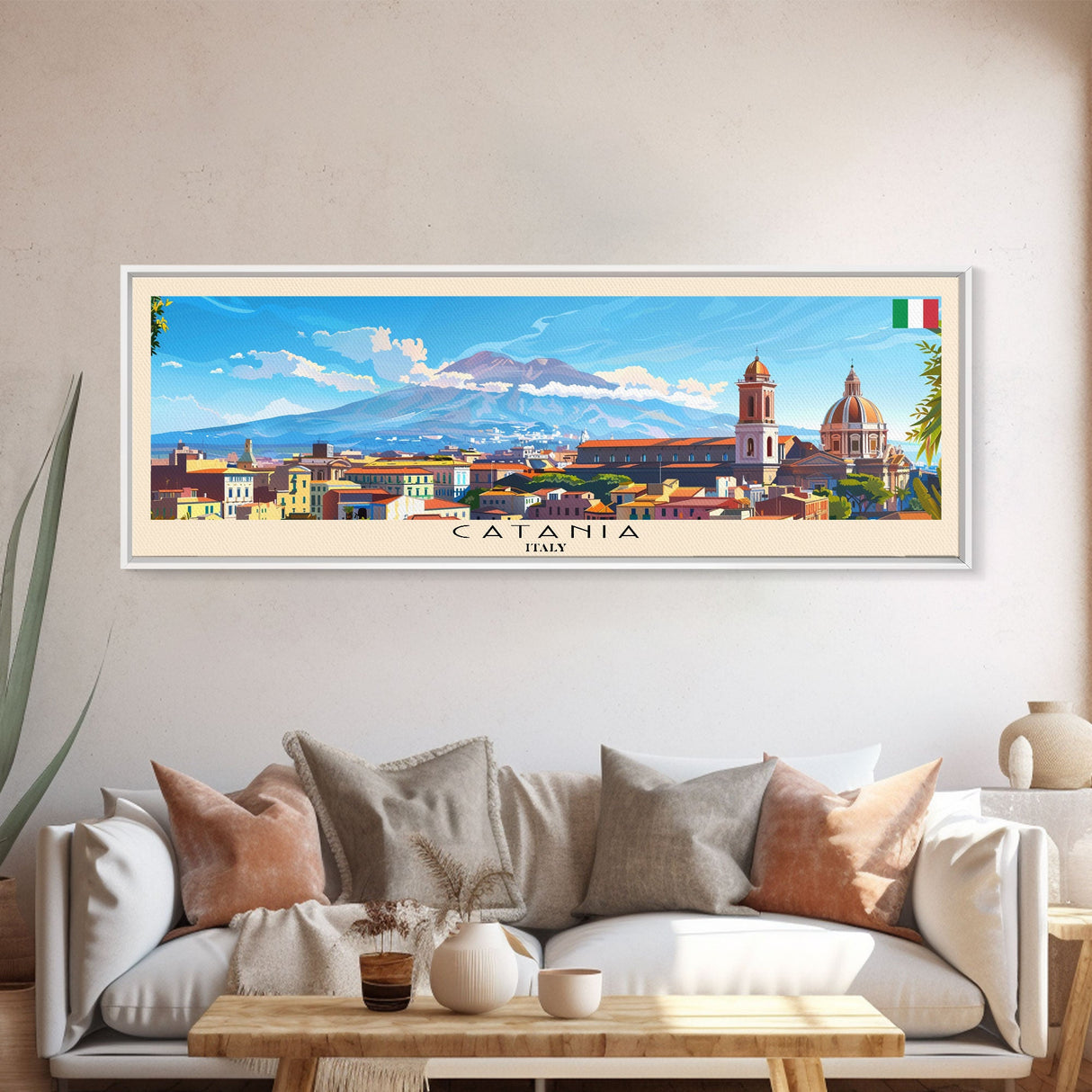 Catania Italy Travel Print Wall Art, Panoramic City Art, Travel Art, Wall Decor, Vacation Gift, Framed Canvas Print Or Metal Art