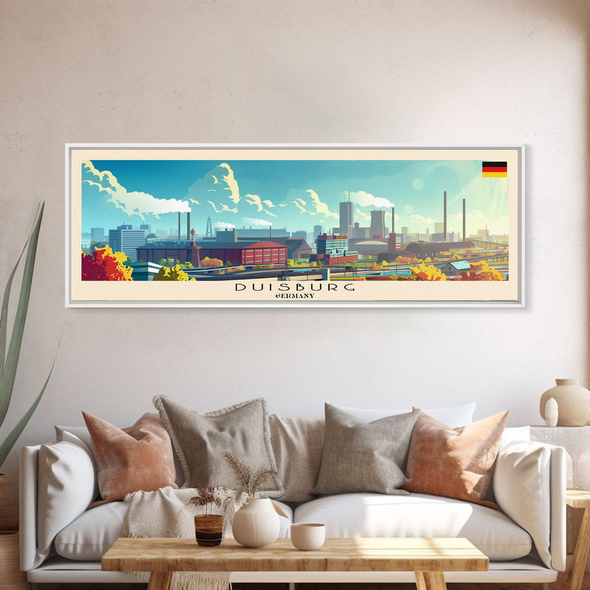 Duisburg Germany Wall Art, Panoramic Travel Poster, Panoramic Framed Canvas Print, City Wall Art, Wall Hanging Home Decor, Travel Art
