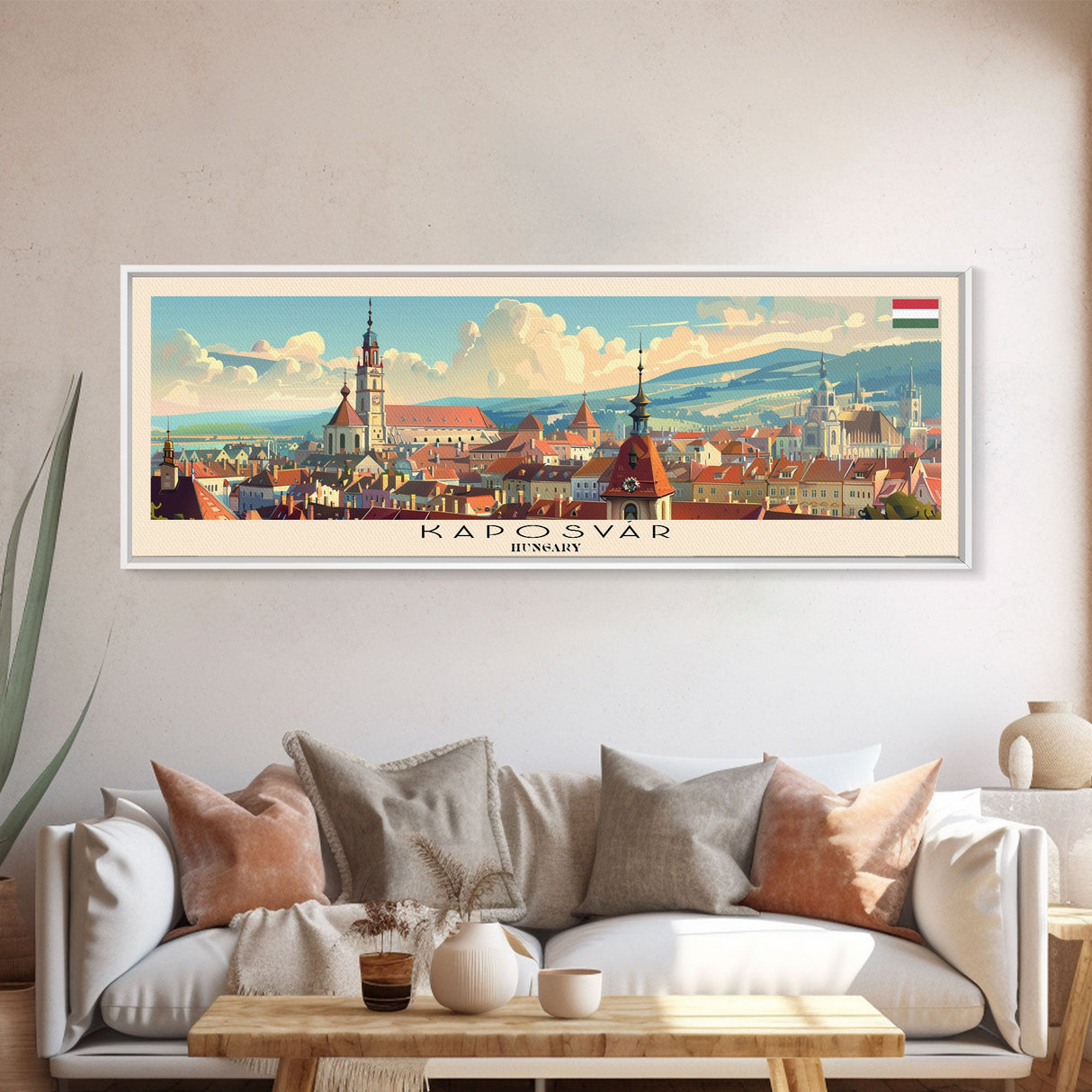 Kaposvar Hungary Travel Print Wall Art, Panoramic City Art, Travel Art, Wall Decor, Vacation Gift, Framed Canvas Print Or Metal Art