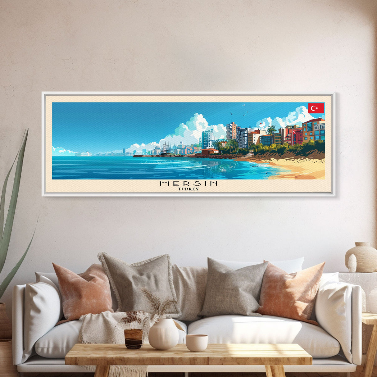 Mersin Turkey Wall Art, Panoramic Travel Poster, Panoramic Framed Canvas Print, City Wall Art, Wall Hanging Home Decor, Travel Art