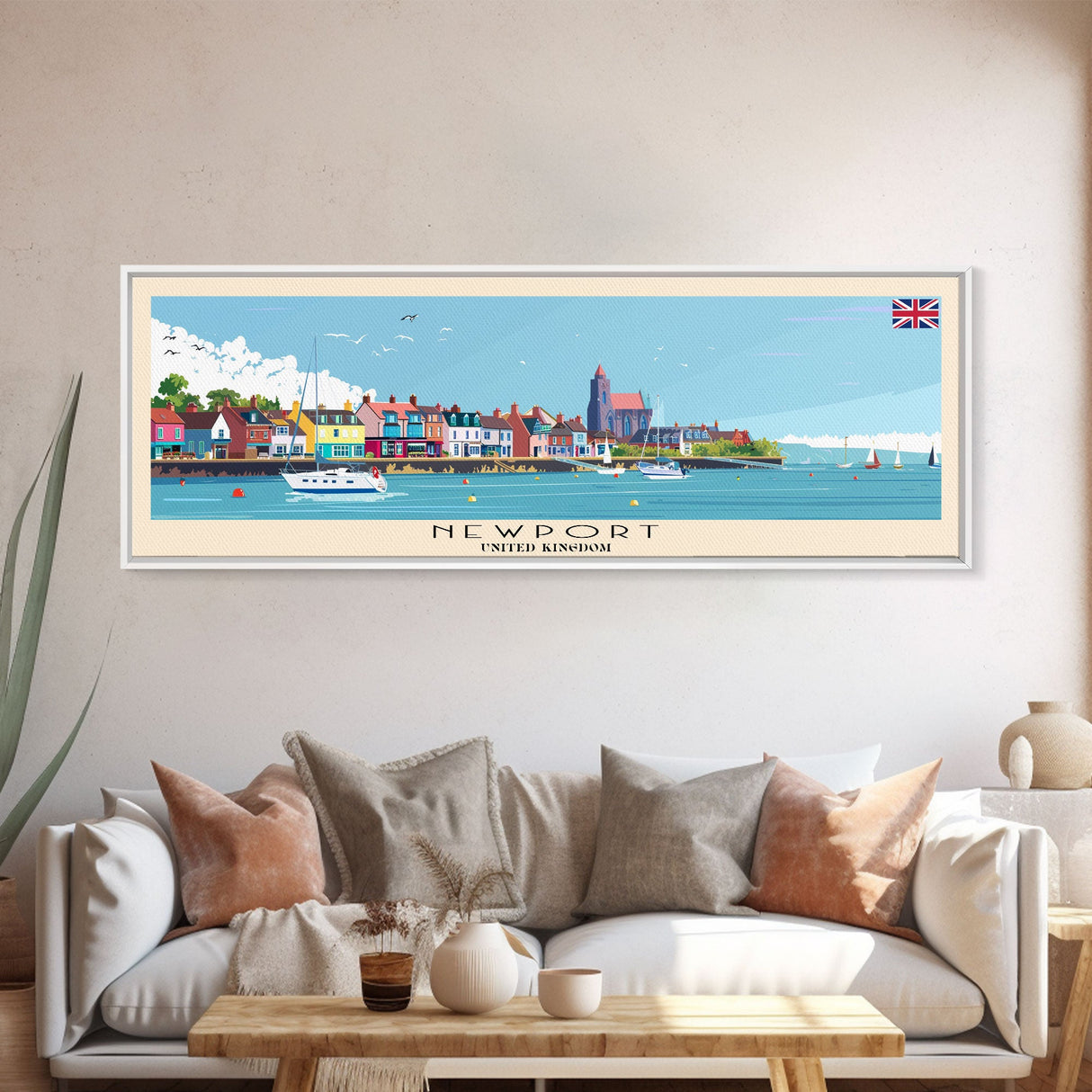 Newport United Kingdom Travel Print Wall Art, Panoramic City Art, Travel Art, Wall Decor, Vacation Gift, Framed Canvas Print Or Metal Art