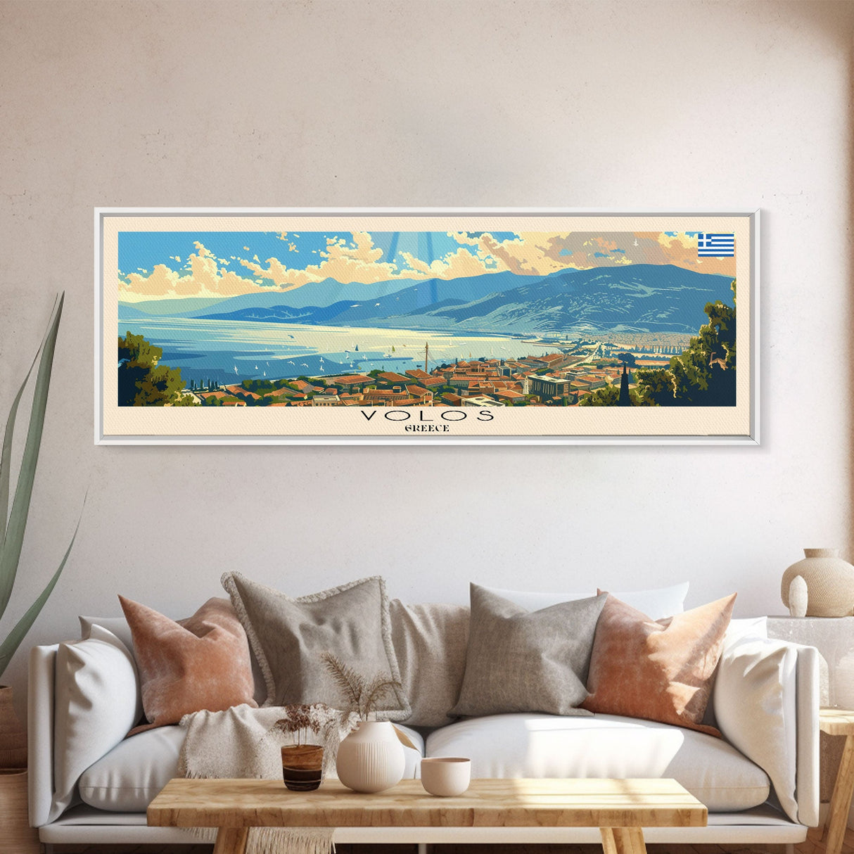 Volos Greece Travel Print Wall Art, Panoramic City Art, Travel Art, Wall Decor, Vacation Gift, Framed Canvas Print Or Metal Art