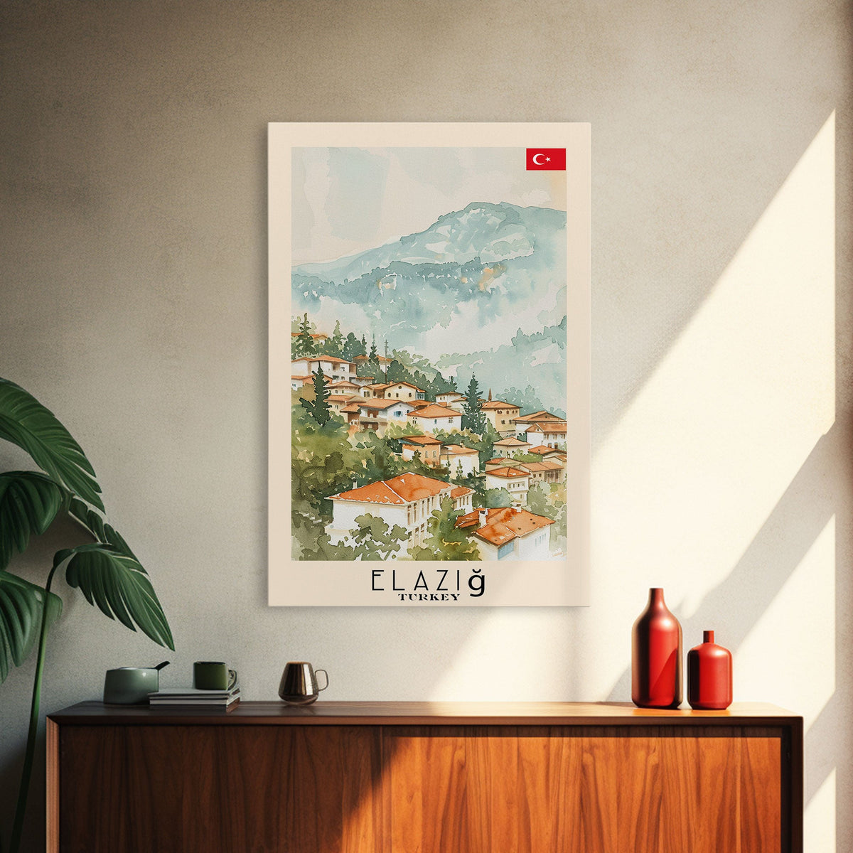 Serene Elazığ, Turkey Framed Canvas Print. Picturesque Wall Art for Living Room or Bedroom Decor, Beautiful Travel Poster.