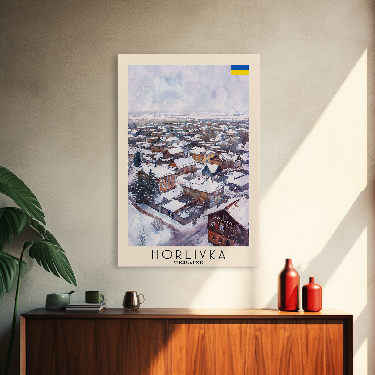 Horlivka Ukraine Winter Town Art, Framed Canvas Wall Art, Home Decor, Living Room Decor, Snowy Landscape Poster, Wall Art, Travel Poster Art