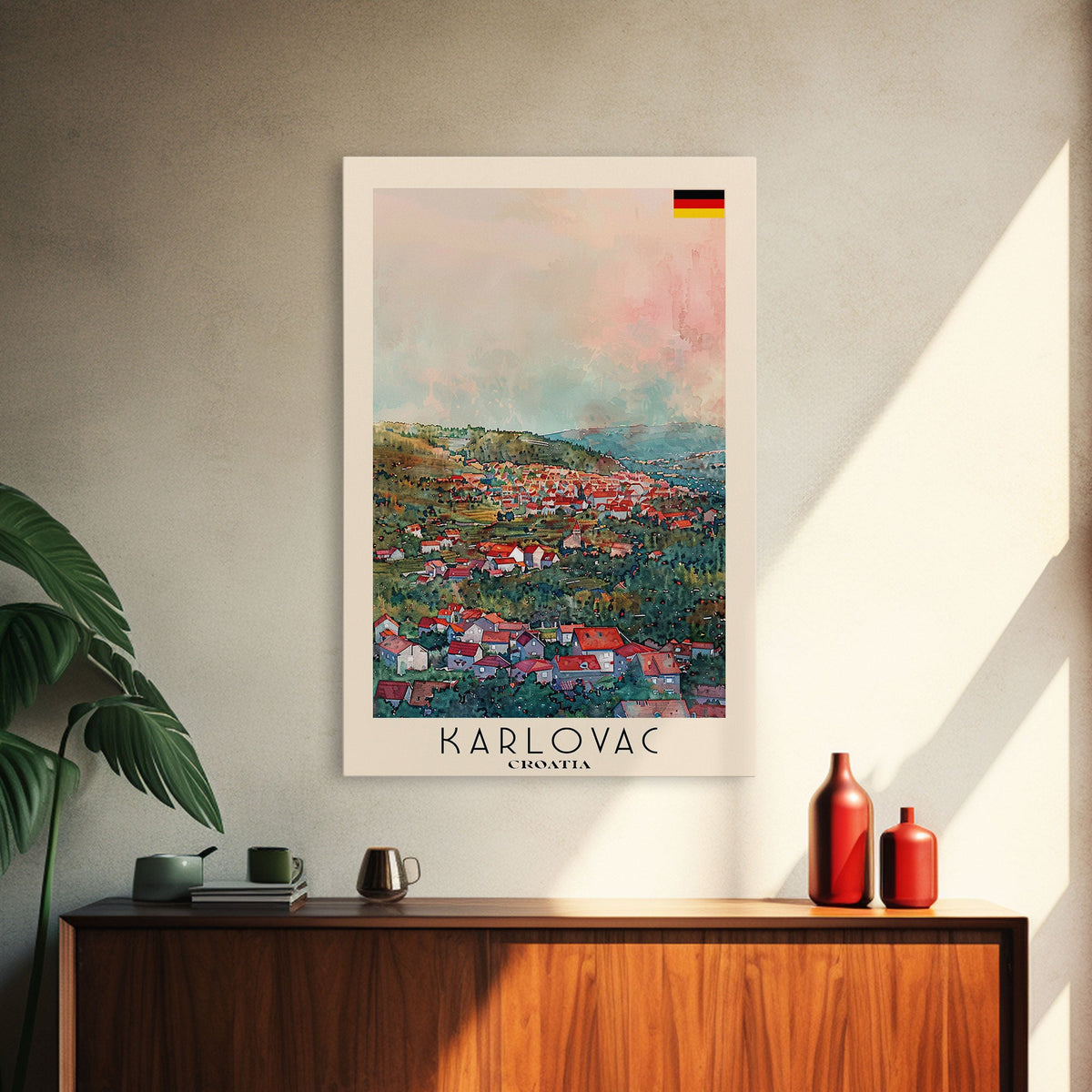 Karlovac Croatia Scenic View, Framed Canvas Print, Travel Poster, Wall Art, Living Room Decor, Cityscape Art, Modern Home Decoration, Croatian City