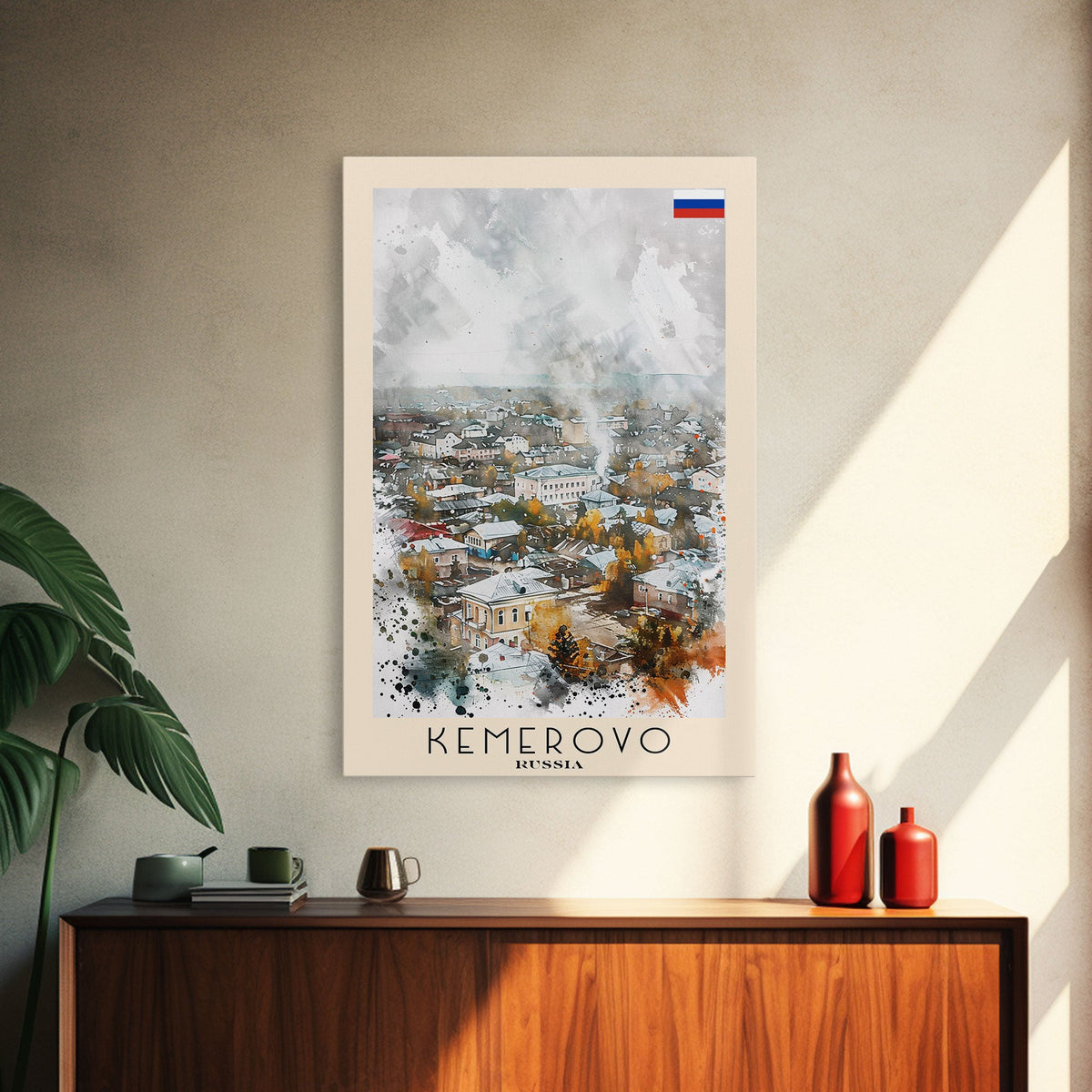 Kemerovo Russia Winter Cityscape, Framed Canvas Print, Travel Poster, Wall Art, Home Decor, Living Room Decoration, Russian Urban Art