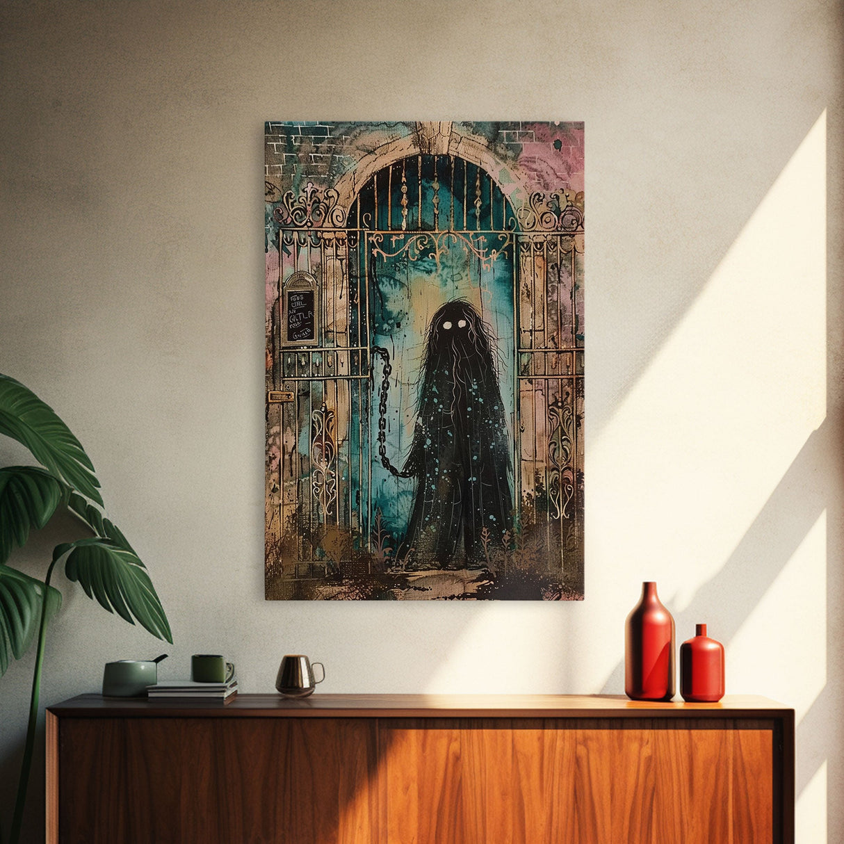 Halloween Creepy Doll, Framed Canvas Print, Wall Art, Spooky Decor, Halloween Decoration, Living Room Art, Unique Gift